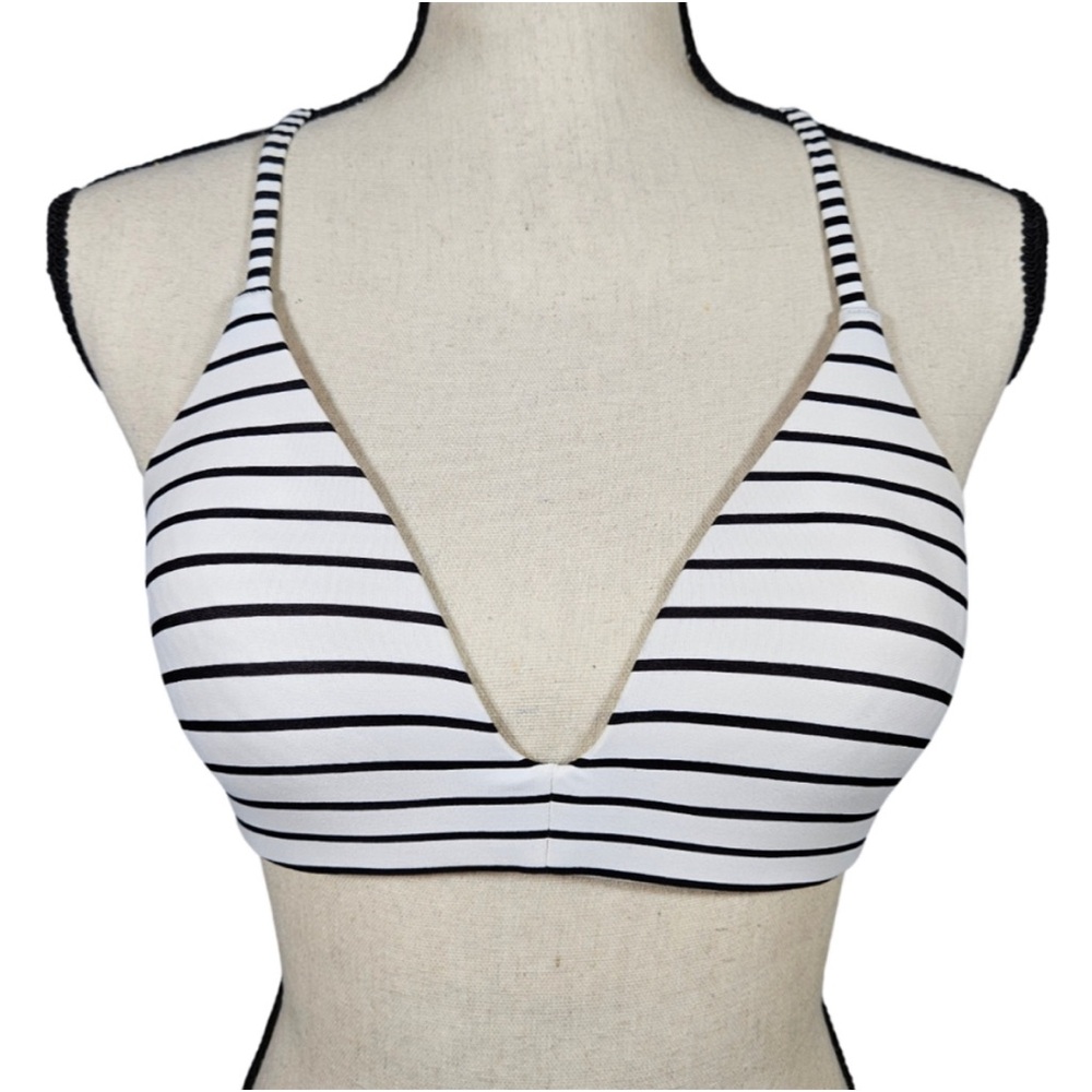 Vince Camuto Striped Black and White Bikini Top